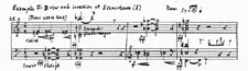 Hand-drawn example F from Gould's notes for Schönberg's CONCERTO FOR PIANO AND ORCHESTRA, OP. 42 