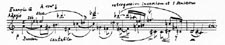 Hand-drawn example G from Gould's notes for Schönberg's CONCERTO FOR PIANO AND ORCHESTRA, OP. 42
