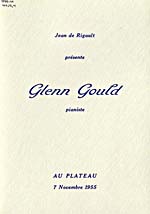 Program for a recital at Plateau Hall in Montréal, 1955