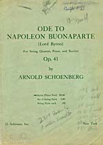 Cover of score, ODE TO NAPOLEON BUONAPARTE, by Arnold Schoenberg