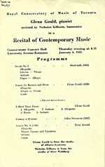 Program for recital at the Royal Conservatory of Music of Toronto, January 4, 1951