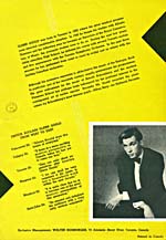 Back page of advertising flyer issued for Glenn Gould's New York debut recital, January 11, 1955