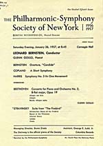 Program for New York Philharmonic Orchestra subscription concert, January 26, 1957