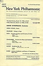 Program for New York Philharmonic Orchestra subscription concert, March 13-14, 1958