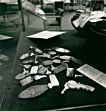 Photograph of a collection of Glenn Gould's unreturned hotel keys