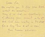 Handwritten note given to Gould during a concert in Russia, May 1957