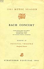 Program for a Stratford Festival concert, August 13, 1961