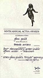 ACTRA Award nomination for the best documentary writer or public affairs writer for television