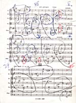 Annotated page 11 of score, CONCERTO FOR NINE INSTRUMENTS, OP. 24, by Anton Webern
