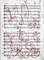 Annotated page 2 of score, CONCERTO FOR NINE INSTRUMENTS, OP. 24, by Anton Webern