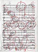 Annotated page 3 of score, CONCERTO FOR NINE INSTRUMENTS, OP. 24, by Anton Webern