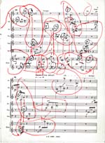 Annotated page 5 of score, CONCERTO FOR NINE INSTRUMENTS, OP. 24, by Anton Webern