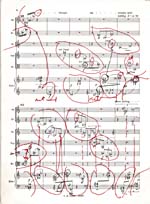 Annotated page 6 of score, CONCERTO FOR NINE INSTRUMENTS, OP. 24, by Anton Webern