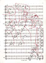 Annotated page 7 of score, CONCERTO FOR NINE INSTRUMENTS, OP. 24, by Anton Webern