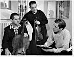 Photograph of Oscar Shumsky, Leonard Rose and Glenn Gould at Stratford, Ontario, 196?